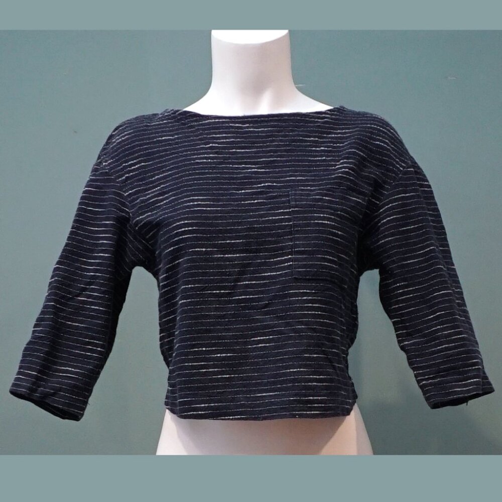 Steven Alan Navy Blue Striped Crop Top, Size P/S
